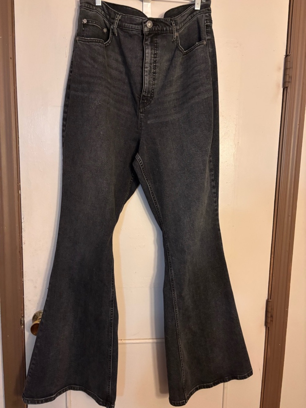 Free People Washed Black High-Rise Flare Jeans